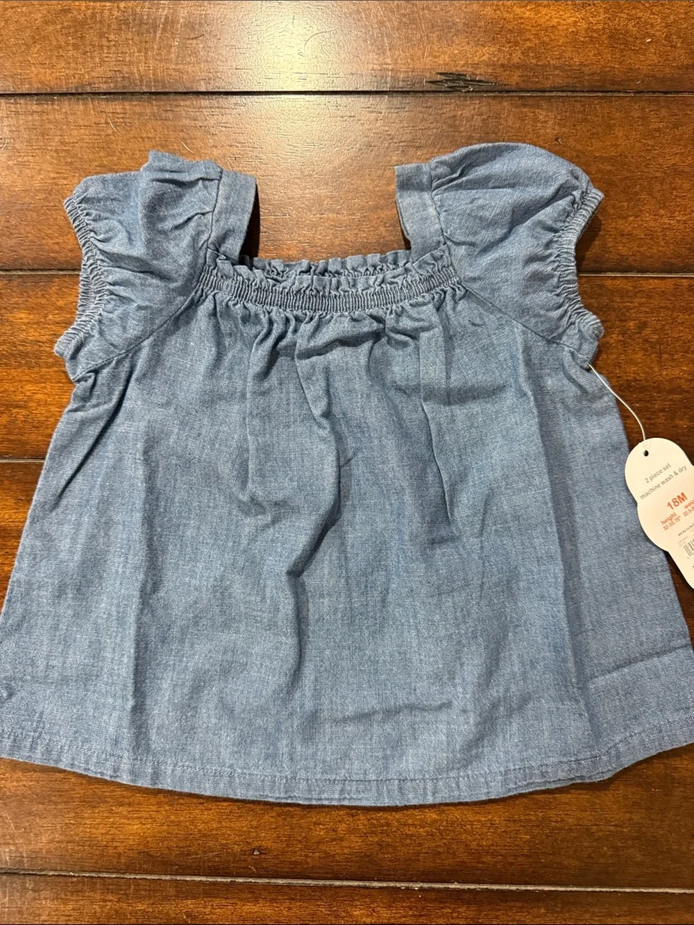 wonder nation cotton denim Two-Piece Shorts Set - Blue